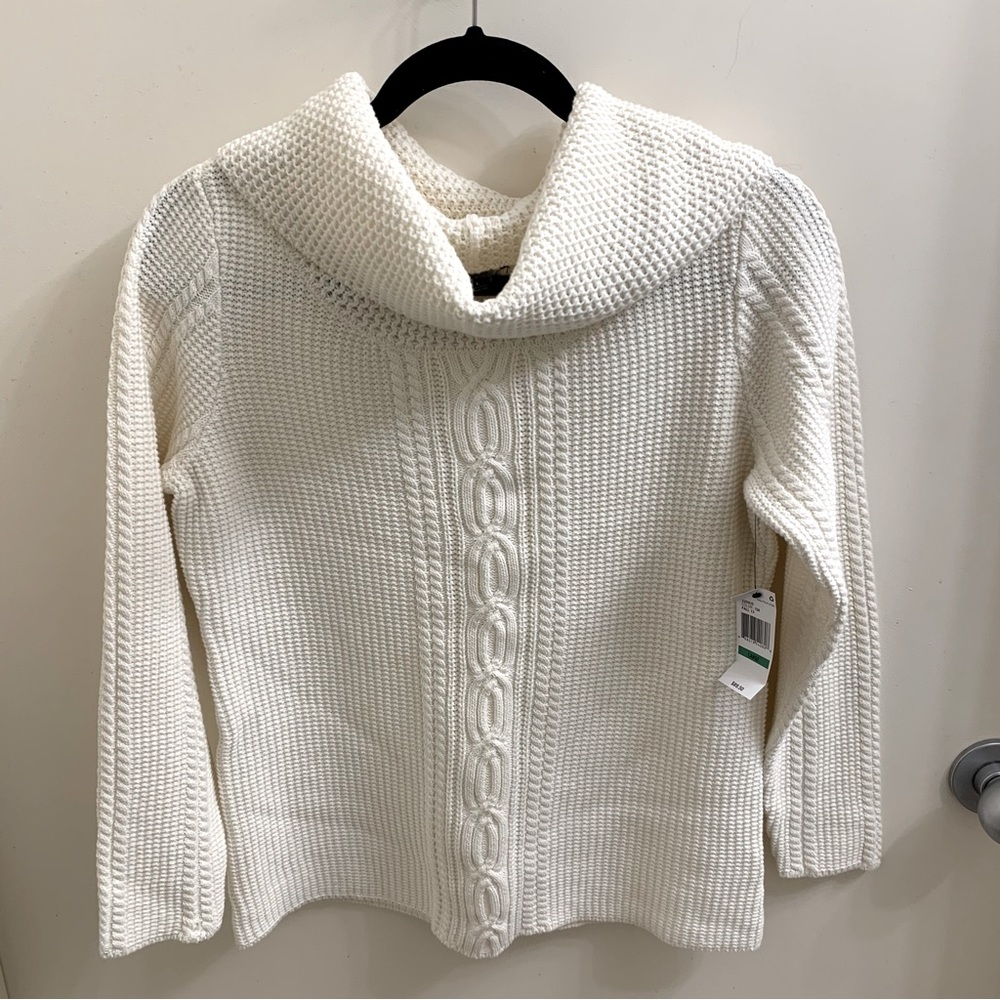 NWT White Knit Cowl Neck Sweater